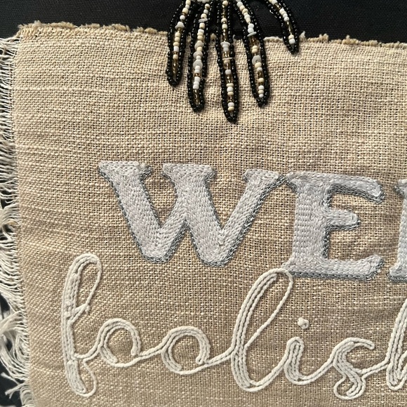 Coterie Studio Welcome Foolish Mortal Halloween Beaded Skull throw pillow - Picture 6 of 6